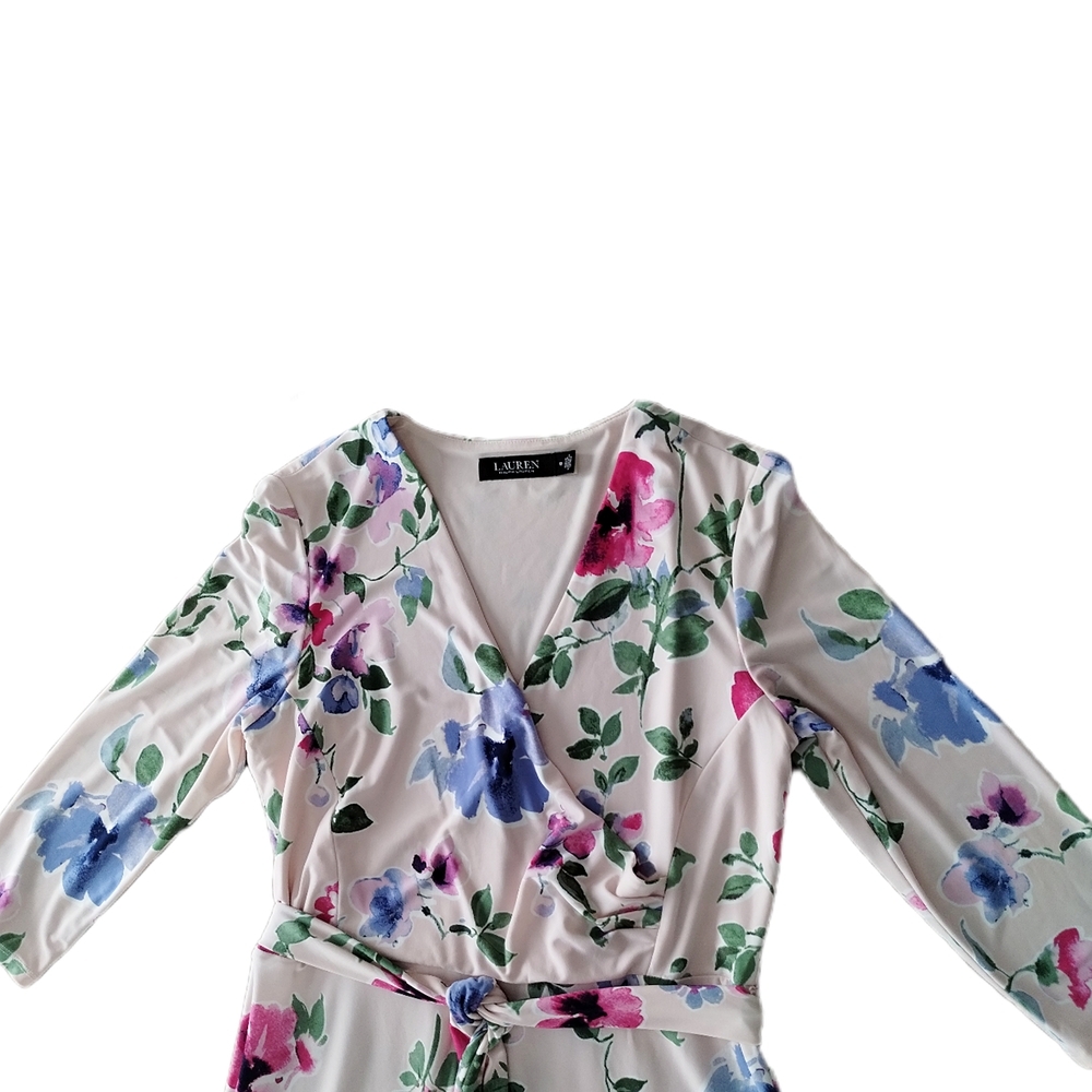 Feminine Ralph Lauren Floral Wrap Midi Dress - Picture 3 of 7